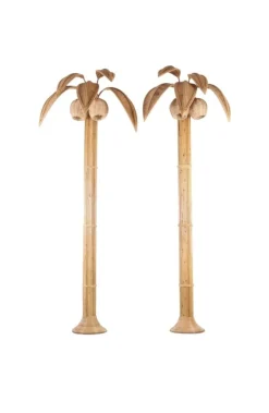 New Pamono Large Rattan Palm Tree Sconce, 1980s