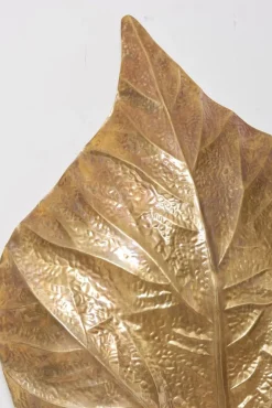 New Pamono Large Rhubarb Leaf Brass Wall Light or Sconce by Tommaso Barbi, 1970s
