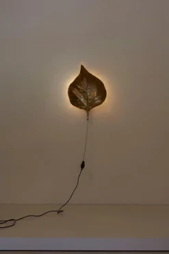 New Pamono Large Rhubarb Leaf Brass Wall Light or Sconce by Tommaso Barbi, 1970s