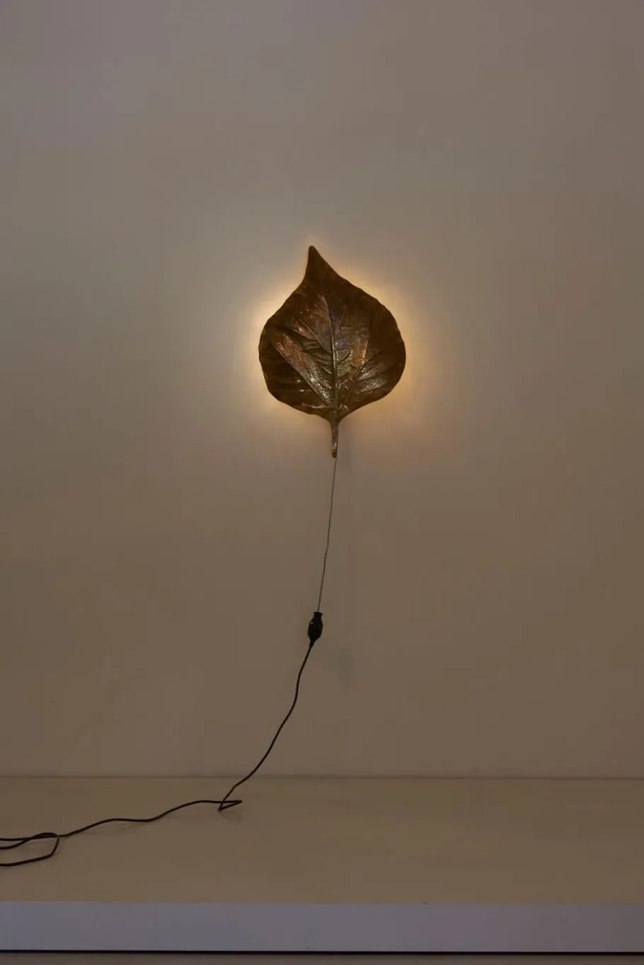 New Pamono Large Rhubarb Leaf Brass Wall Light or Sconce by Tommaso Barbi, 1970s