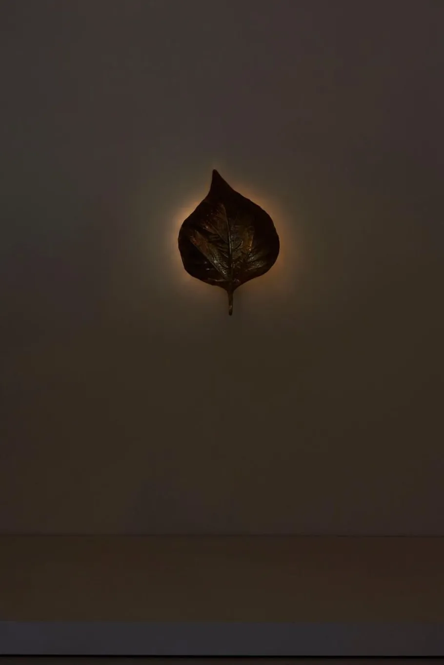 New Pamono Large Rhubarb Leaf Brass Wall Light or Sconce by Tommaso Barbi, 1970s