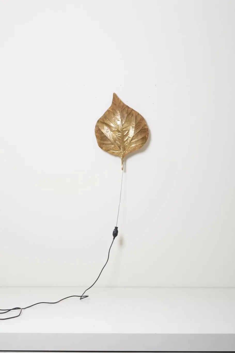 New Pamono Large Rhubarb Leaf Brass Wall Light or Sconce by Tommaso Barbi, 1970s
