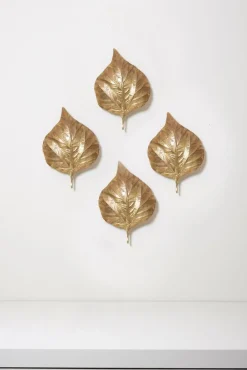 New Pamono Large Rhubarb Leaf Brass Wall Light or Sconce by Tommaso Barbi, 1970s