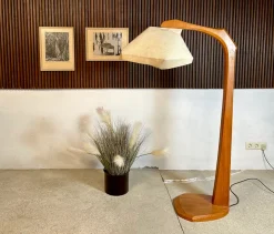 Discount Pamono Large Sculptural Anthroposophical Wood and Parchment Arc Floor Lamp, Dornach, Germany, 1950s
