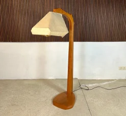 Discount Pamono Large Sculptural Anthroposophical Wood and Parchment Arc Floor Lamp, Dornach, Germany, 1950s
