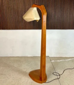 Discount Pamono Large Sculptural Anthroposophical Wood and Parchment Arc Floor Lamp, Dornach, Germany, 1950s