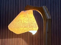 Discount Pamono Large Sculptural Anthroposophical Wood and Parchment Arc Floor Lamp, Dornach, Germany, 1950s