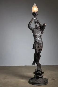 Discount Pamono Large Sculptural Male and Female Lamps in Bronze, 1920s, Set of 2