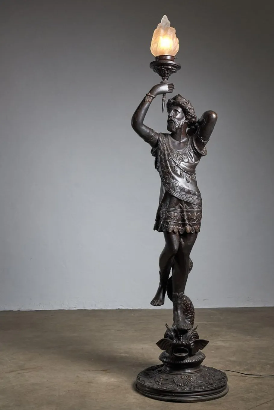 Discount Pamono Large Sculptural Male and Female Lamps in Bronze, 1920s, Set of 2