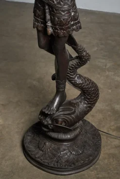 Discount Pamono Large Sculptural Male and Female Lamps in Bronze, 1920s, Set of 2