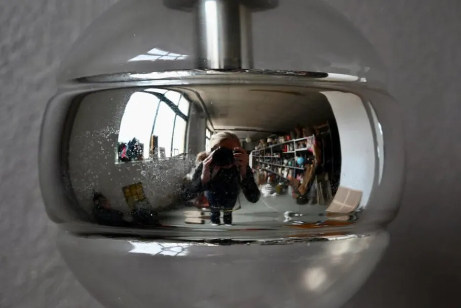 Sale Pamono Large Silver Glass Ball Pendant from Peill & Putzler