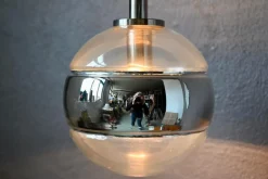 Sale Pamono Large Silver Glass Ball Pendant from Peill & Putzler