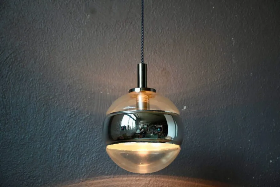 Sale Pamono Large Silver Glass Ball Pendant from Peill & Putzler