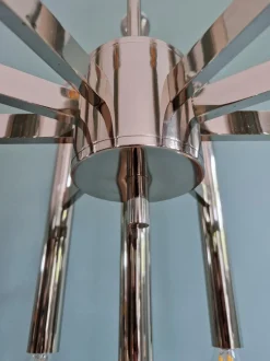 Clearance Pamono Large Space Age Chandelier in Chromed Metal attributed to Gaetano Sciolari for Boulanger, 1970s