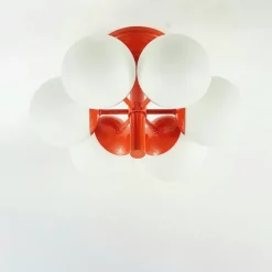 Clearance Pamono Large Space Age Sputnik Ceiling Light in Opal Glass from Kaiser Leuchten, 1960s