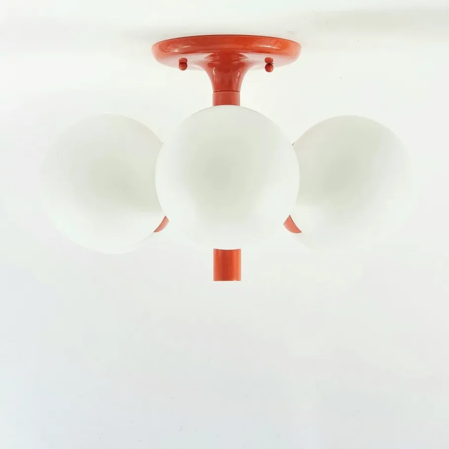 Clearance Pamono Large Space Age Sputnik Ceiling Light in Opal Glass from Kaiser Leuchten, 1960s