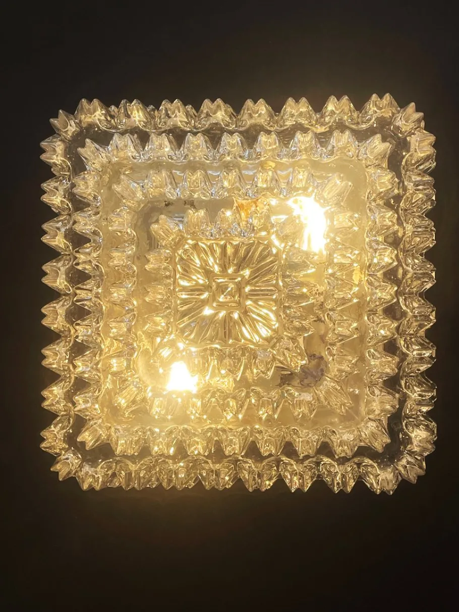 Hot Pamono Large Square Crystal Cluster Cascade Wall or Ceiling Lamp by Helena Tynell for Glashütte Limburg, Germany, 1960s