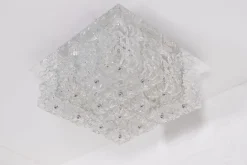 Sale Pamono Large Square Ice Glass Ceiling Light, 1970s