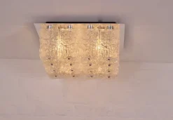 Sale Pamono Large Square Ice Glass Ceiling Light, 1970s