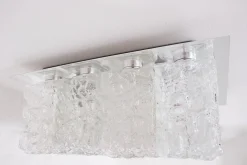 Sale Pamono Large Square Ice Glass Ceiling Light, 1970s