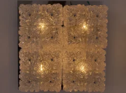 Sale Pamono Large Square Ice Glass Ceiling Light, 1970s