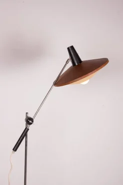 Best Pamono Large Steel and Teak Tilting Floor Lamp by Georges Frydman, 1960s