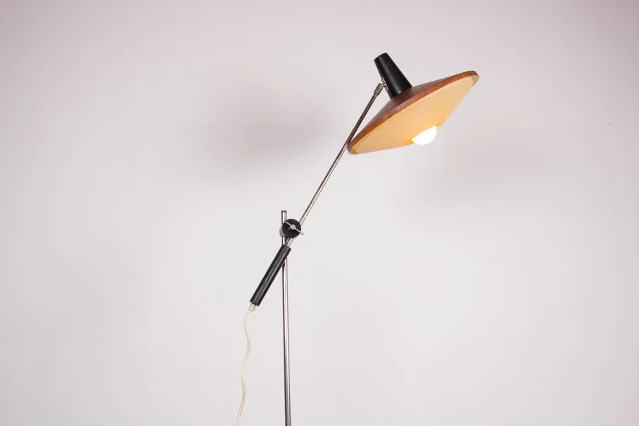 Best Pamono Large Steel and Teak Tilting Floor Lamp by Georges Frydman, 1960s