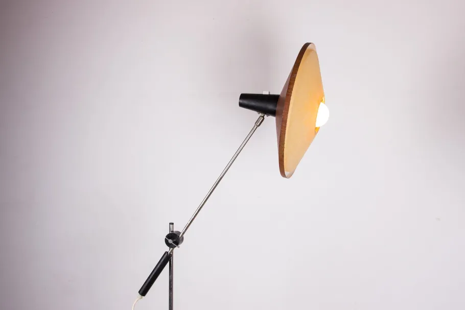 Best Pamono Large Steel and Teak Tilting Floor Lamp by Georges Frydman, 1960s