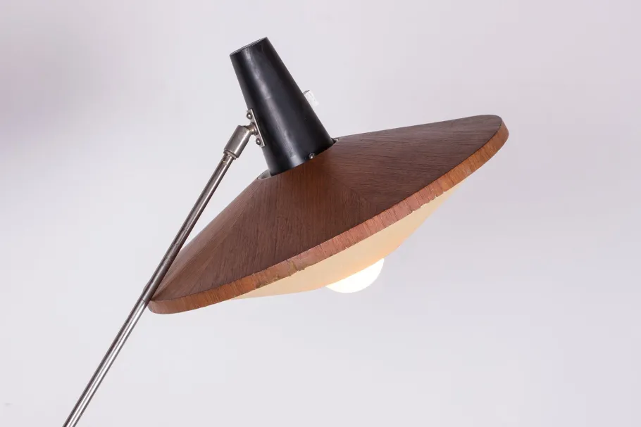 Best Pamono Large Steel and Teak Tilting Floor Lamp by Georges Frydman, 1960s
