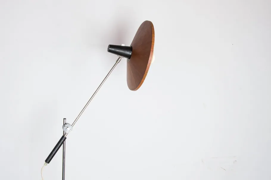 Best Pamono Large Steel and Teak Tilting Floor Lamp by Georges Frydman, 1960s