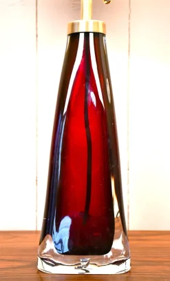 Sale Pamono Large Swedish Ruby Red Art Glass Table Lamps by Carl Fagerlund for Orrefors, 1950s, Set of 2