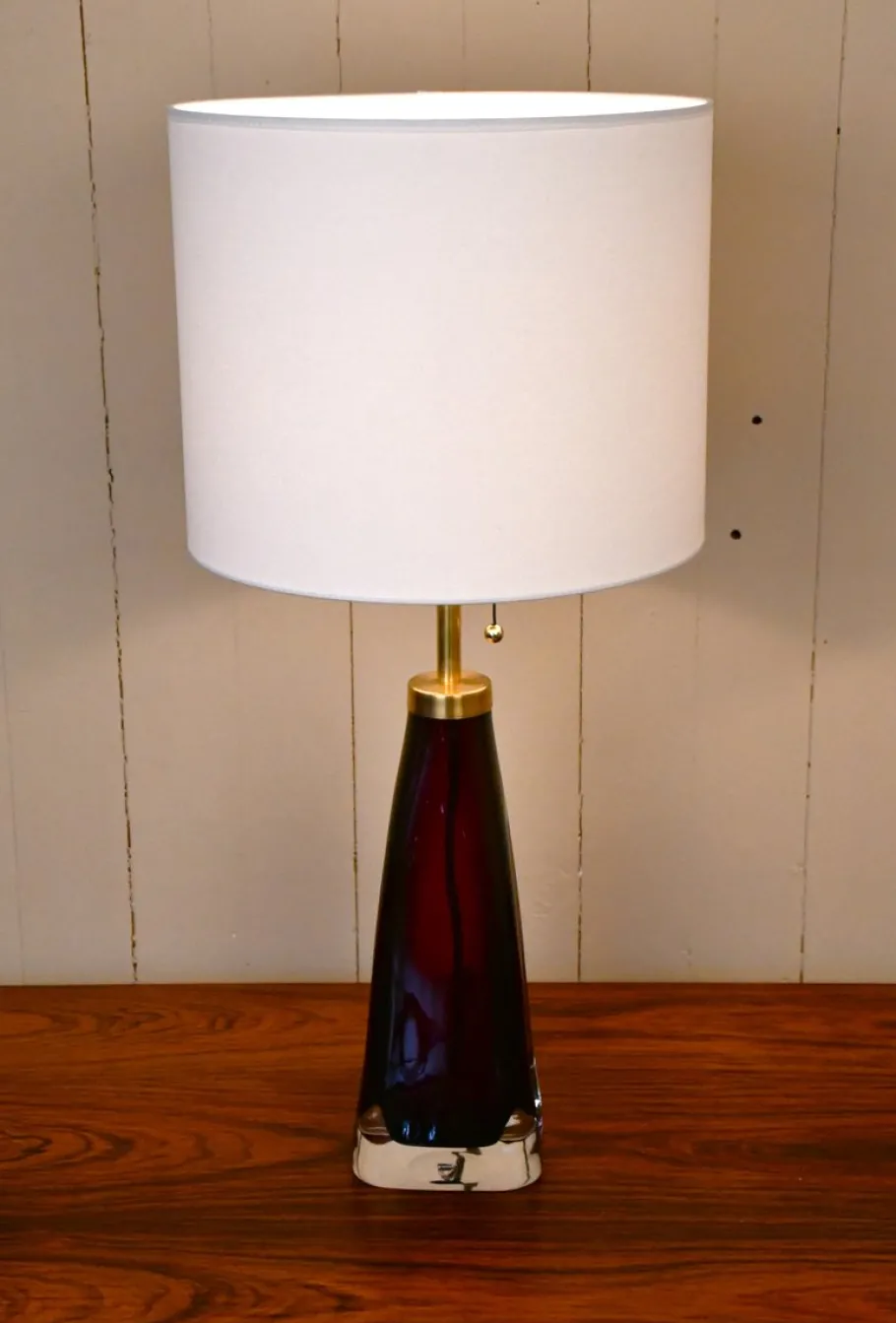 Sale Pamono Large Swedish Ruby Red Art Glass Table Lamps by Carl Fagerlund for Orrefors, 1950s, Set of 2