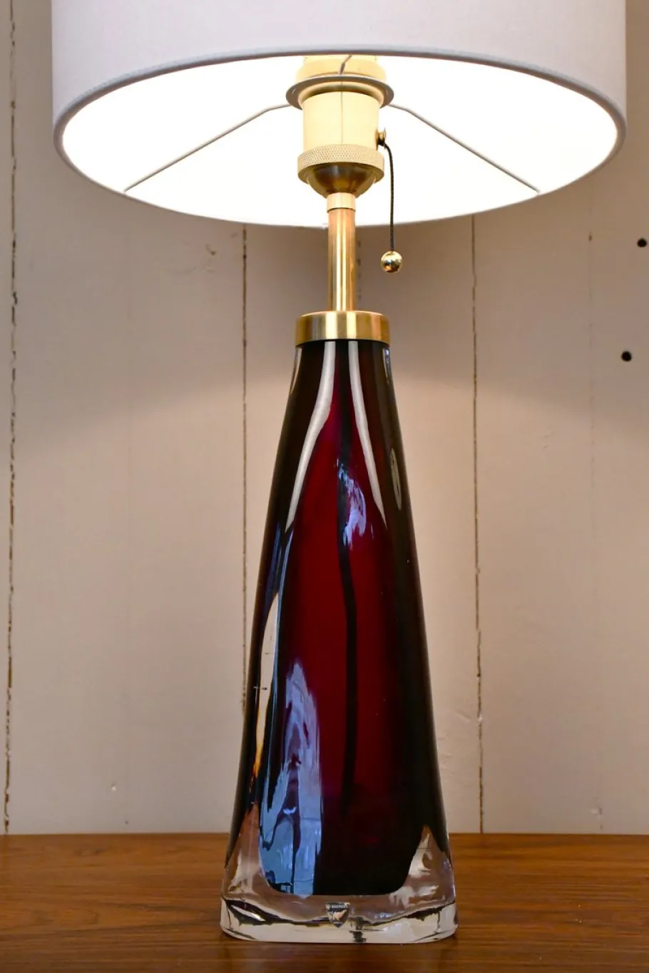 Sale Pamono Large Swedish Ruby Red Art Glass Table Lamps by Carl Fagerlund for Orrefors, 1950s, Set of 2