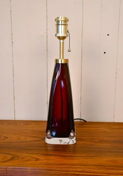 Sale Pamono Large Swedish Ruby Red Art Glass Table Lamps by Carl Fagerlund for Orrefors, 1950s, Set of 2