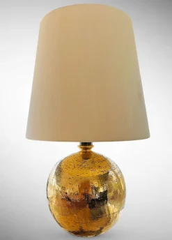 Pamono Large Table Lamp in Glazed Gold Ceramic by Aldo Londi for Bitossi, Italy