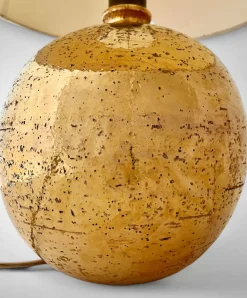 Pamono Large Table Lamp in Glazed Gold Ceramic by Aldo Londi for Bitossi, Italy