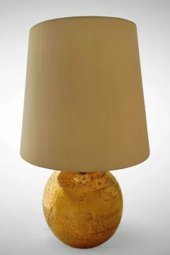 Pamono Large Table Lamp in Glazed Gold Ceramic by Aldo Londi for Bitossi, Italy