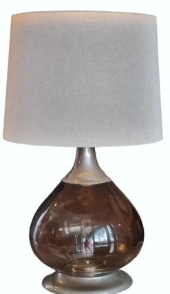 Pamono Large Table Lamp in Smoked Glass and Silvered Metal, 1970