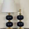 New Pamono Large Table Lamps in Blue Glass by Stilarmatur, 1960s, Set of 2