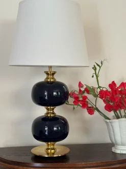 New Pamono Large Table Lamps in Blue Glass by Stilarmatur, 1960s, Set of 2