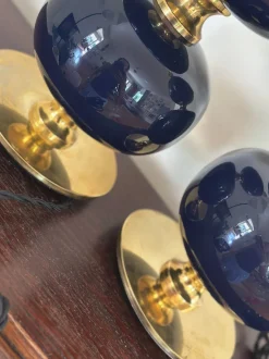 New Pamono Large Table Lamps in Blue Glass by Stilarmatur, 1960s, Set of 2