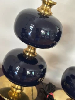 New Pamono Large Table Lamps in Blue Glass by Stilarmatur, 1960s, Set of 2