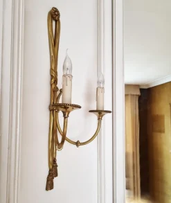 Sale Pamono Large 19th Century French Gilt Bronze Knot, Tassel & Ribbon Wall Lights Sconces, Set of 2