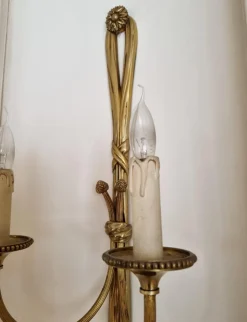 Sale Pamono Large 19th Century French Gilt Bronze Knot, Tassel & Ribbon Wall Lights Sconces, Set of 2