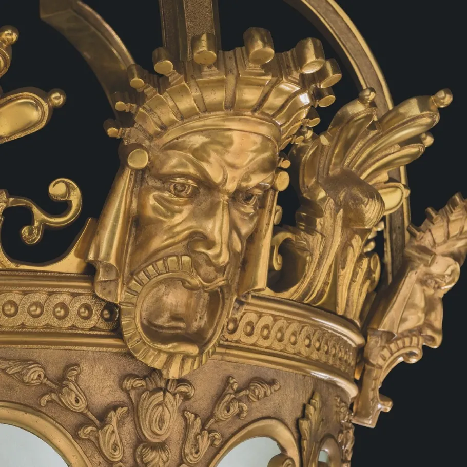 New Pamono Large 20th Century French Gilt Bronze & Crystal Lanterns, 1890s, Set of 2