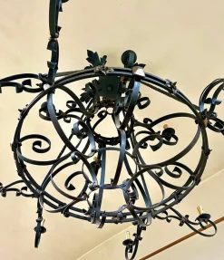 Clearance Pamono Large 19th Century French Wrought Iron Twelve-Light Chandelier