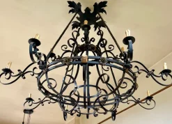 Clearance Pamono Large 19th Century French Wrought Iron Twelve-Light Chandelier