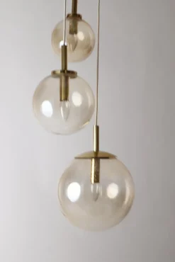 Hot Pamono Large Three Cascade Glass Balls Hanging Lamp from Glashütte Limburg