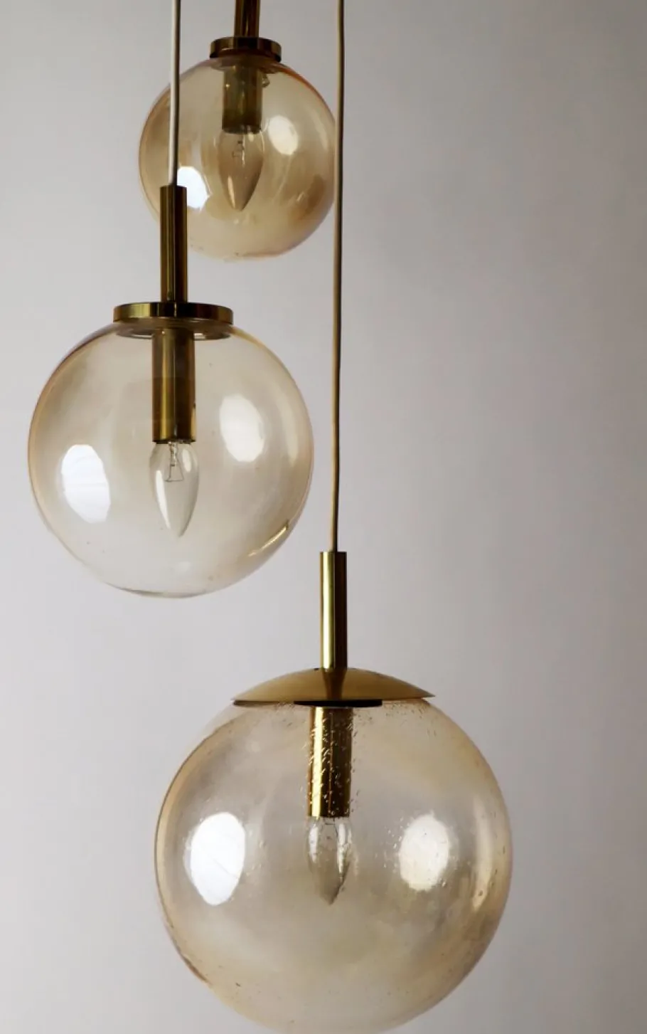 Hot Pamono Large Three Cascade Glass Balls Hanging Lamp from Glashütte Limburg