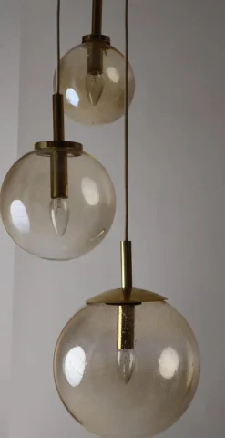Hot Pamono Large Three Cascade Glass Balls Hanging Lamp from Glashütte Limburg